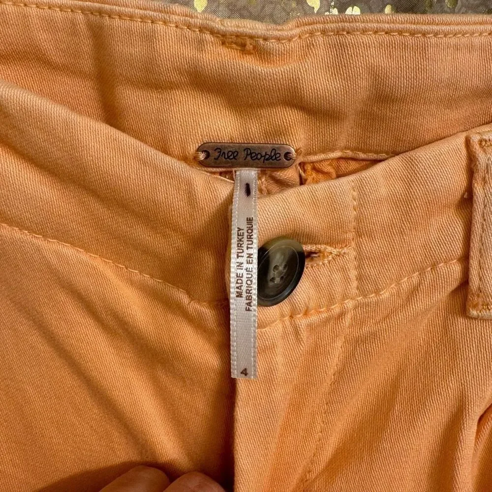 Free People Addy Wide Leg Chino Pants Pastel Light Orange Size 4 NWOT - Picture 4 of 14